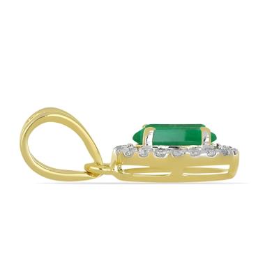 BUY 14K GOLD NATURAL EMERALD GEMSTONE HALO PENDANT